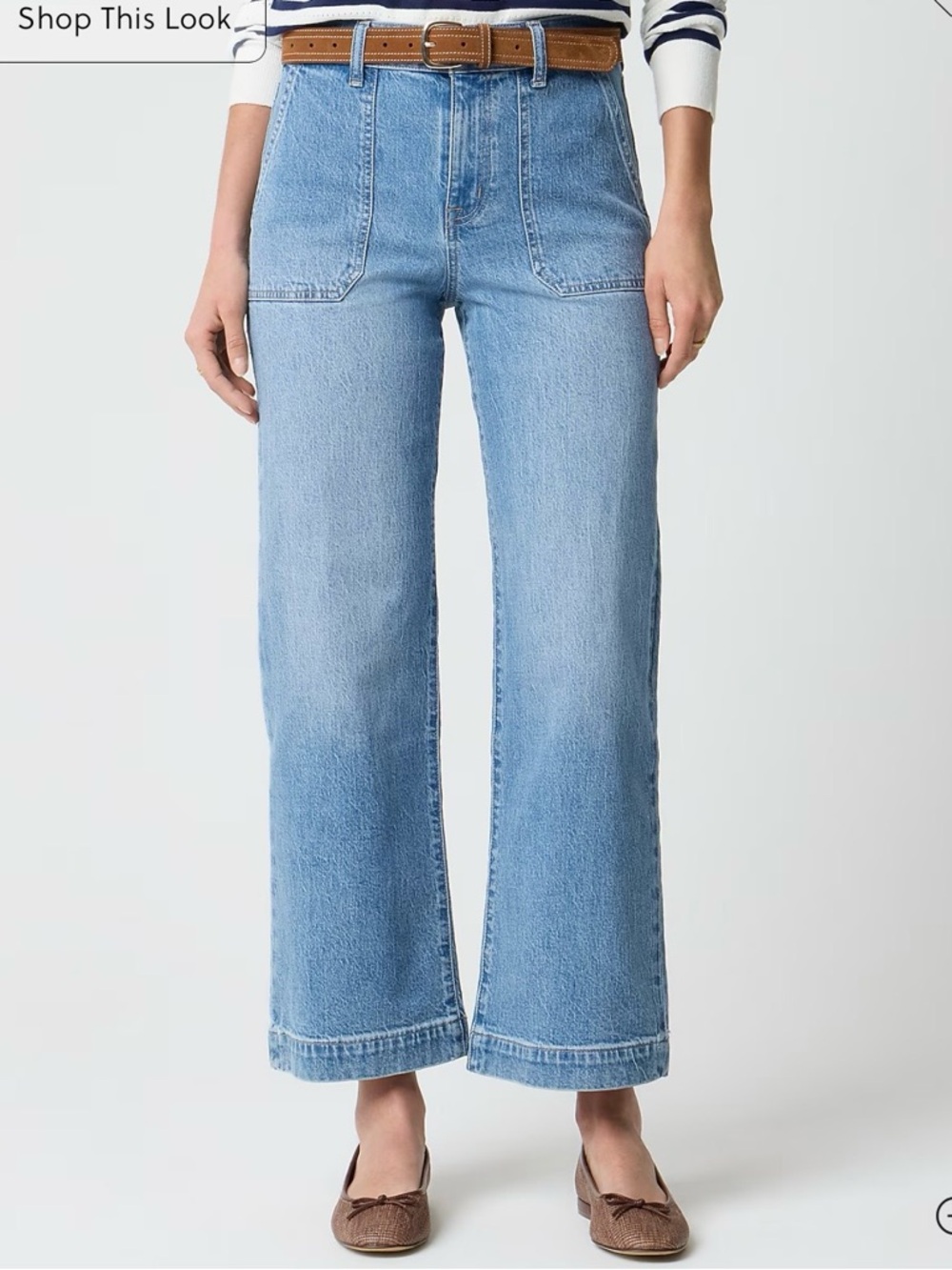 Wide-leg cropped utility-pocket jean in all-day stretch J Crew Factory